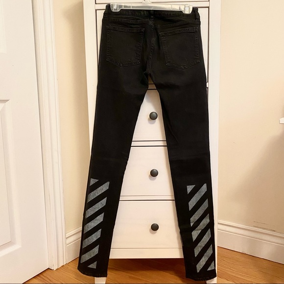 Off white denim black patchwork jeans - Picture 2 of 4